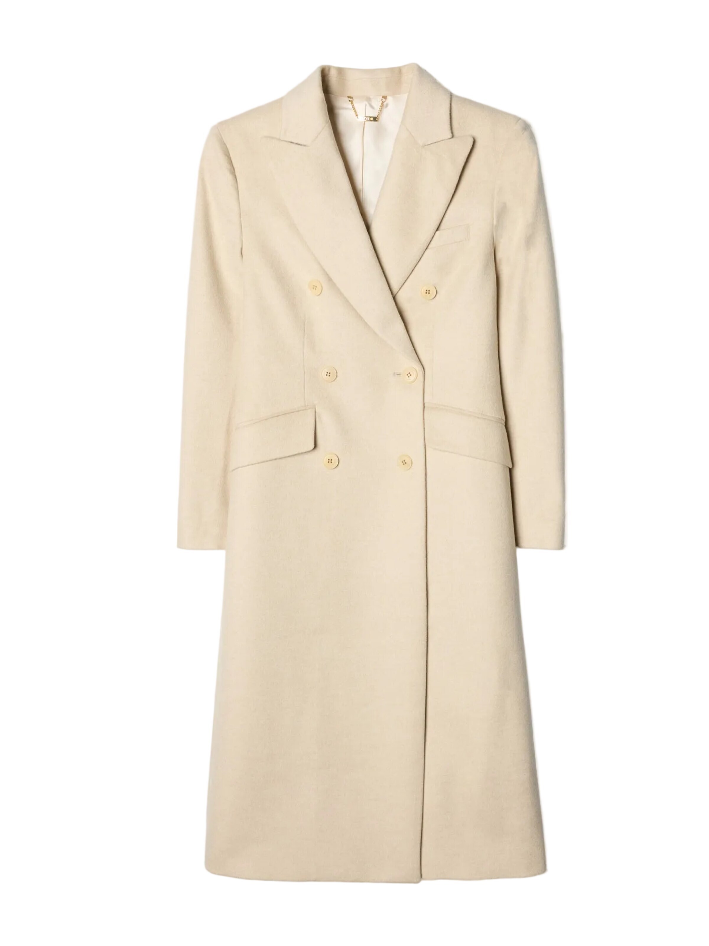 GOBI Cashmere Tussenmantel 'Double-Breasted Long Coat' in Beige: voorkant