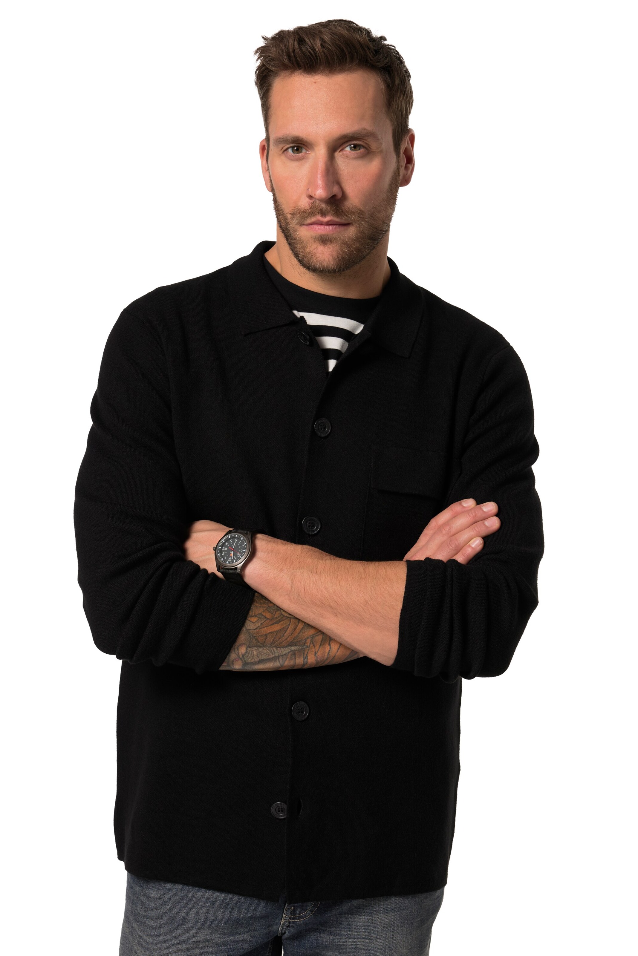 JP1880 Strickjacke in Schwarz: Vorderseite