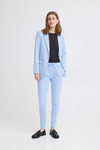 ICHI - Slimfit Calças com pregas ' Kate ' em azul