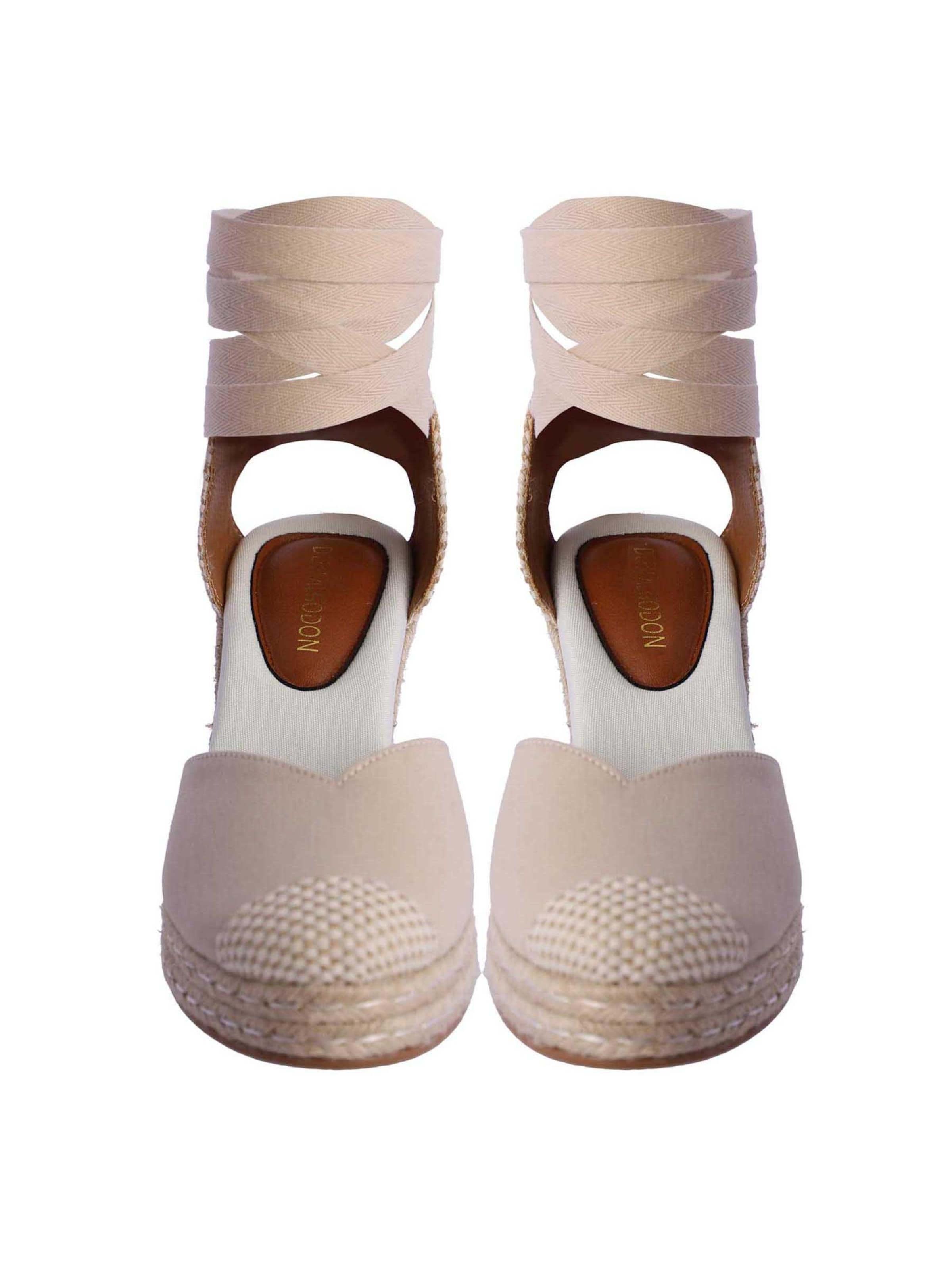 Don Algodon - Zapatos destalonado 'Alpargata para mujer DON ALGODON Sari de piel sintética con lazada' en beige