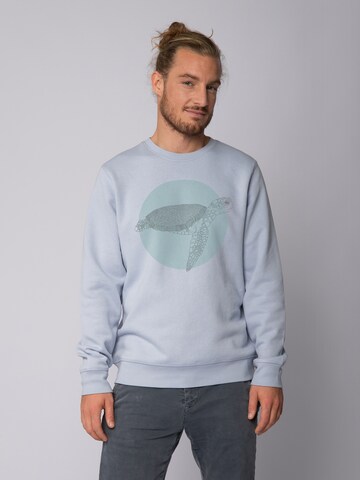 Sweat-shirt ' Meeresschildkröte ' Watapparel en bleu : devant