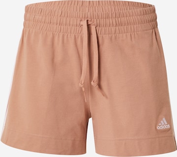 ADIDAS SPORTSWEAR Workout Pants 'Essentials' in Brown: front