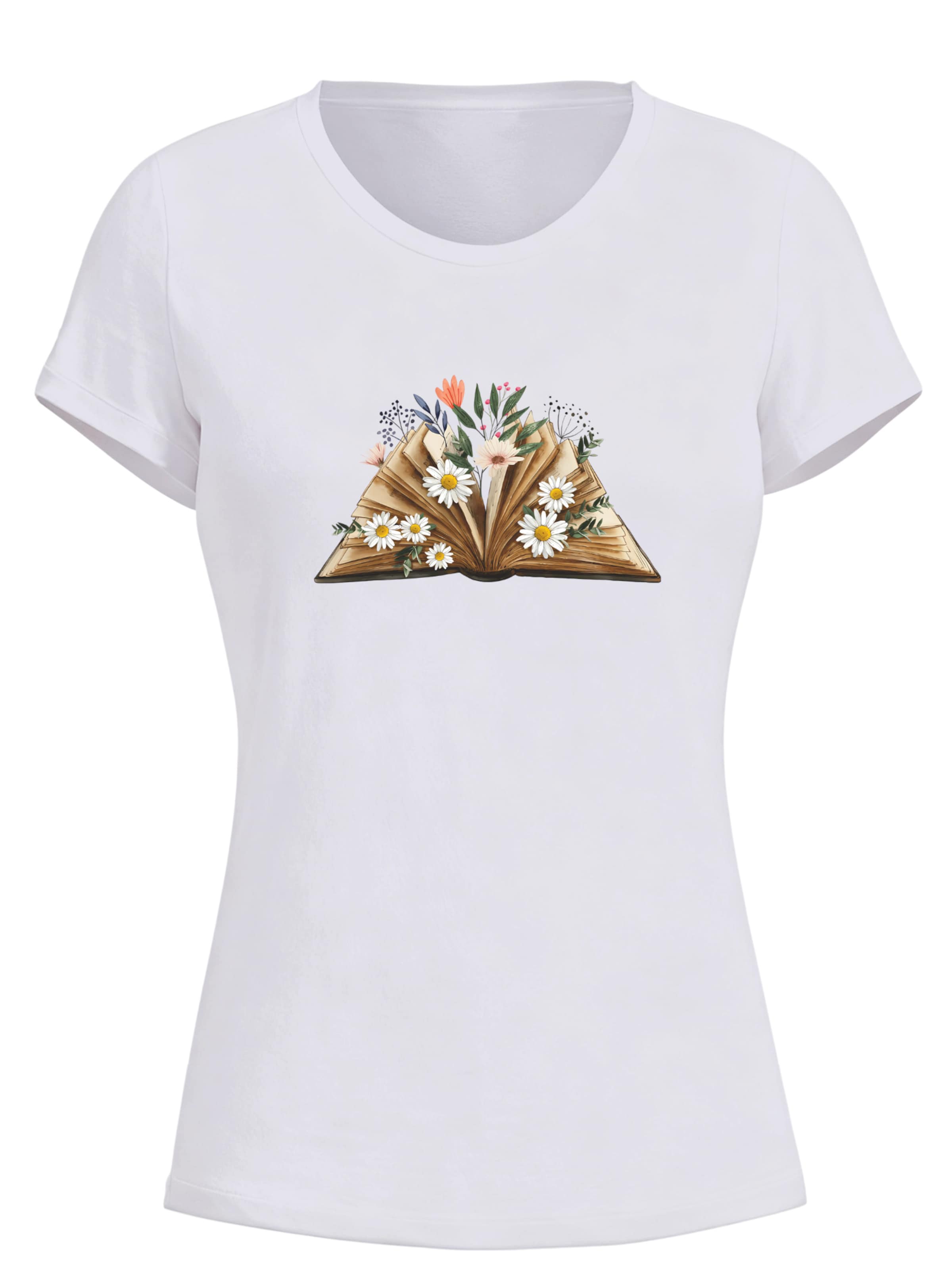 GORHEY - Camiseta 'Women's Summer Casual Cotton T-Shirt with Flowers Print' en blanco