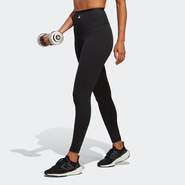 ADIDAS PERFORMANCE Skinny Workout Pants 'Sports Club' in Black: front