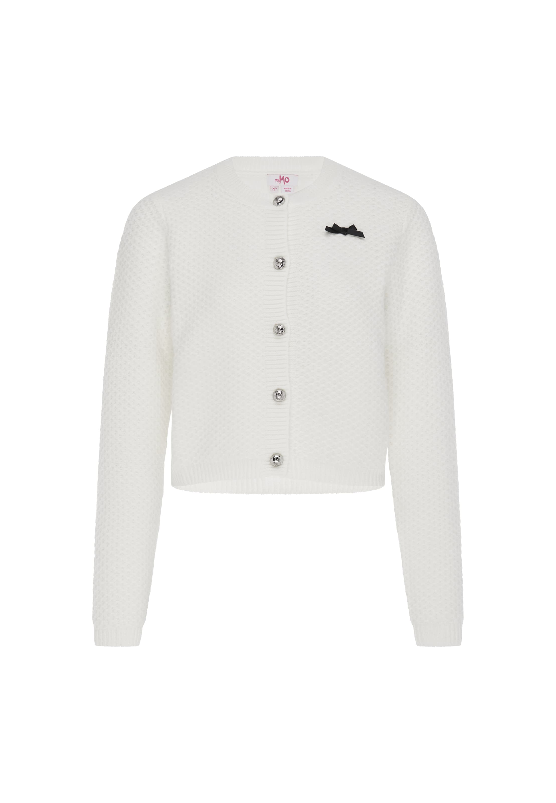 MYMO Knit Cardigan in White: front