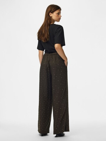 PIECES Wide leg Broek 'PCFALKA' in Bruin