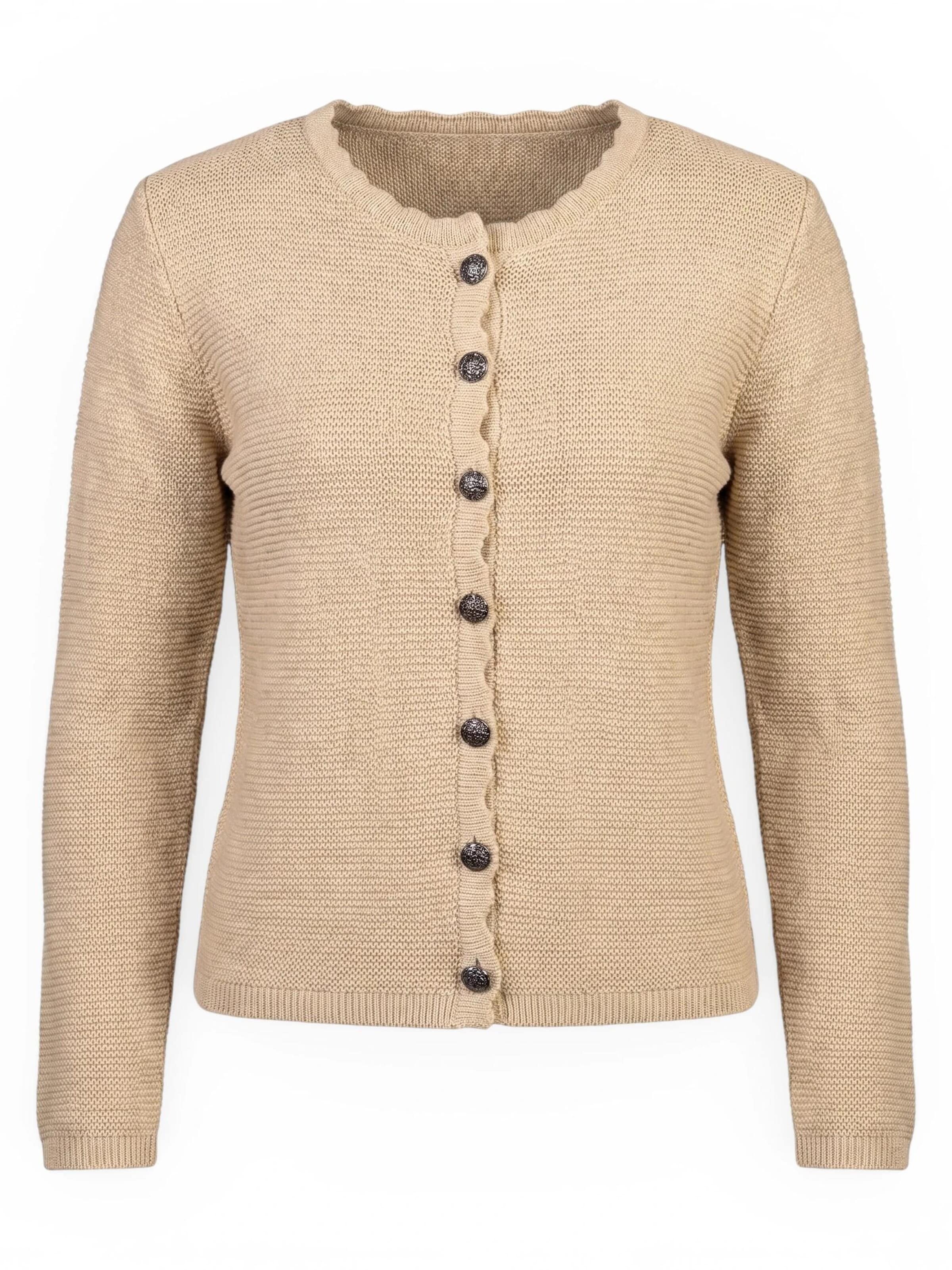 Trachtl Knitted Janker 'Mona Beige' in Beige: front
