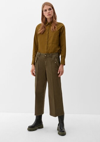 Wide Leg Pantalon à plis s.Oliver en vert