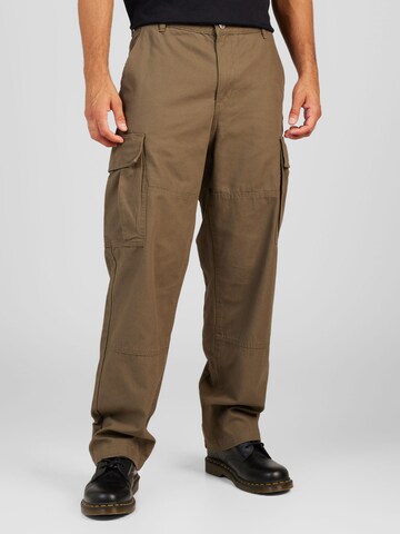 Loosefit Pantalon cargo 'Joel' WEEKDAY en vert : devant