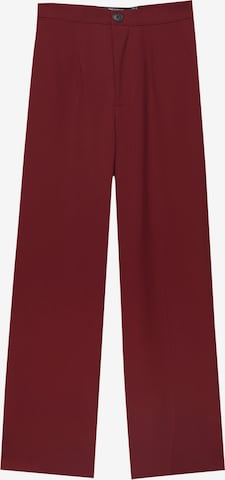 Pull&Bear Wide leg Trousers with creases in Red: front