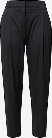 s.Oliver BLACK LABEL Tapered Pleat-Front Pants in Black: front