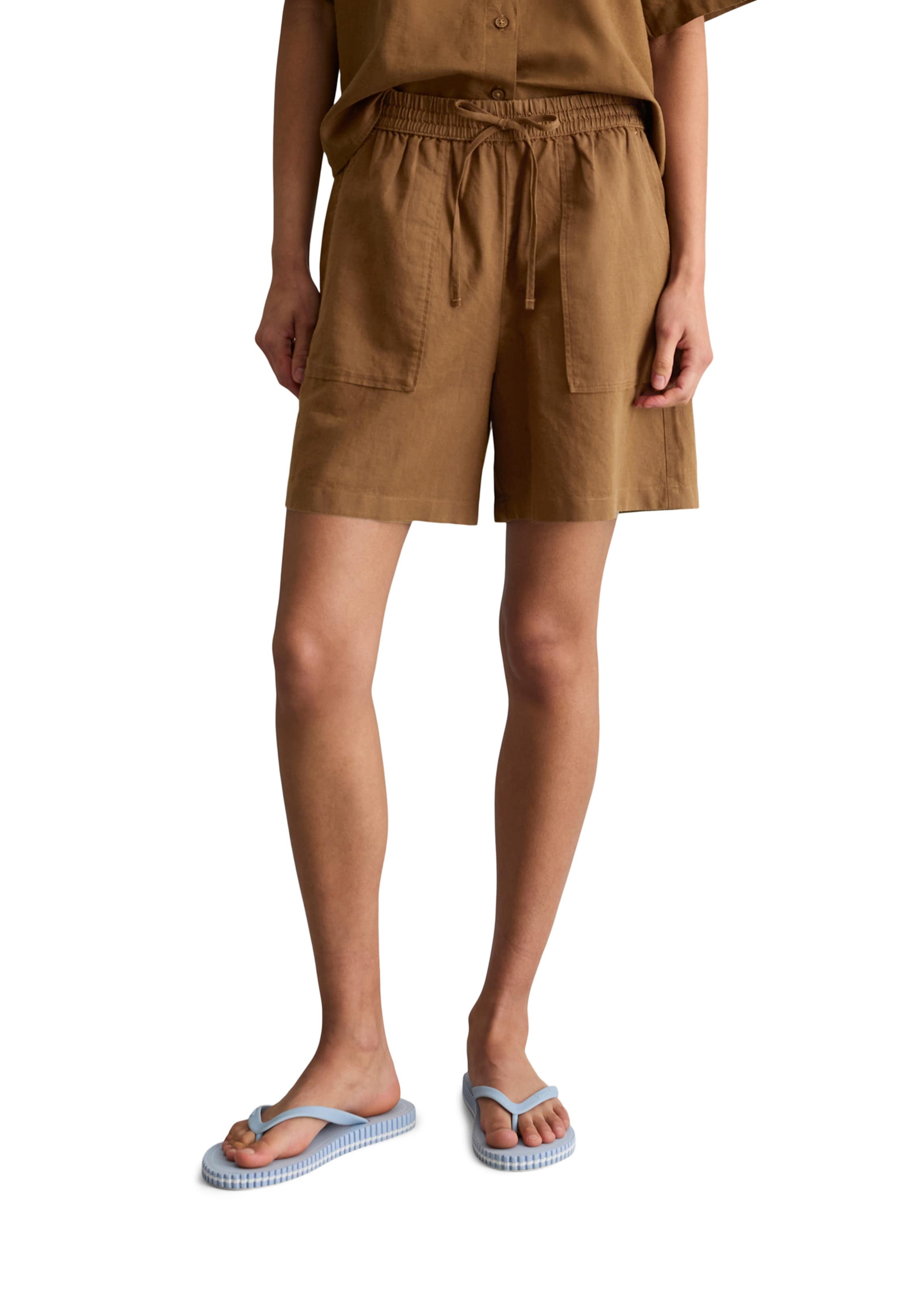 Marc O'Polo DENIM Loosefit Hose in Braun: Vorderseite