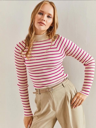 Pullover Bianco Lucci di colore beige chiaro / magenta, Visualizzazione prodotti