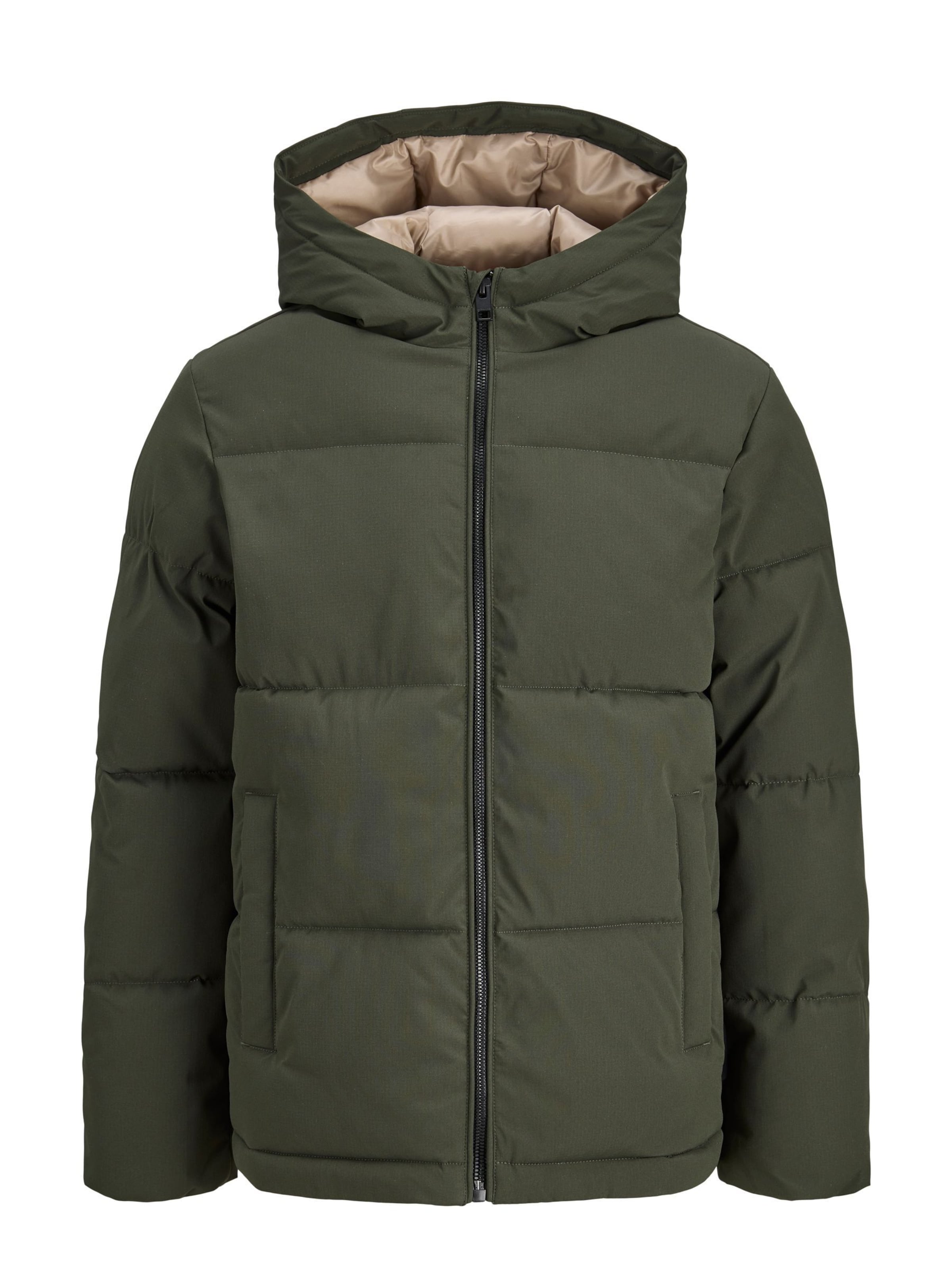 Jack & Jones Junior Winterjas in Groen: voorkant