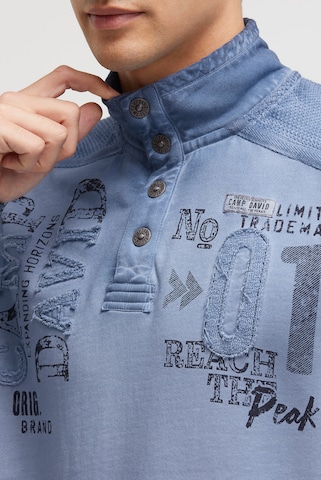 CAMP DAVID Troyer-Sweatshirt mit Strick-Details und Artworks in Blau
