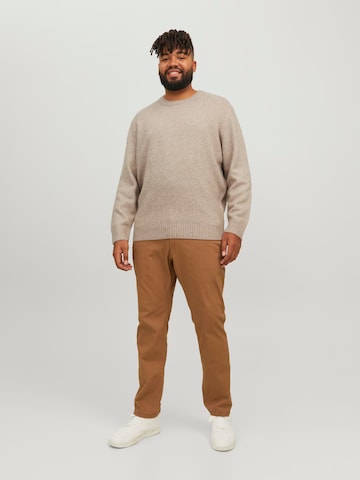 Jack & Jones Plus Sweter 'Ollie' w kolorze beżowy