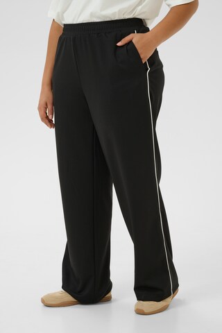 Wide Leg Pantalon 'Jenna ' KAFFE CURVE en noir : devant