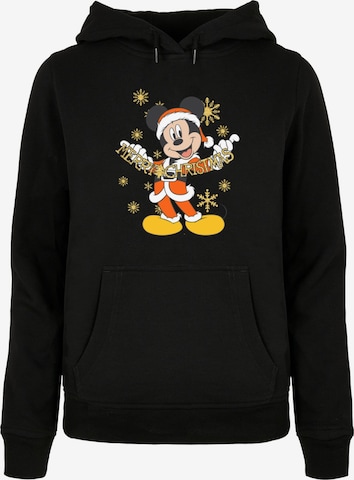 ABSOLUTE CULT Sweatshirt 'Mickey Mouse - Merry Christmas Gold' in Zwart: voorkant