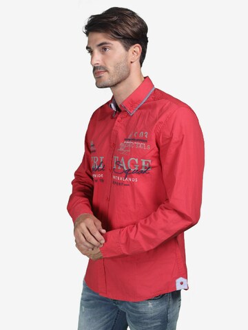 KOROSHI Slim fit Button Up Shirt in Red: front