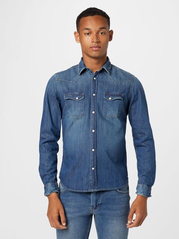 The Kooples Regular fit Button Up Shirt 'CHEMISE' in Blue: front