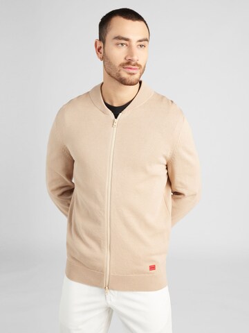 HUGO Gebreid vest 'San Jaque' in Beige: voorkant