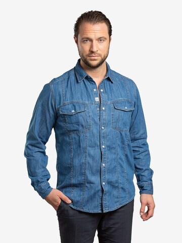 Checker Regular fit Overhemd ' Dynasty Denim ' in Blauw