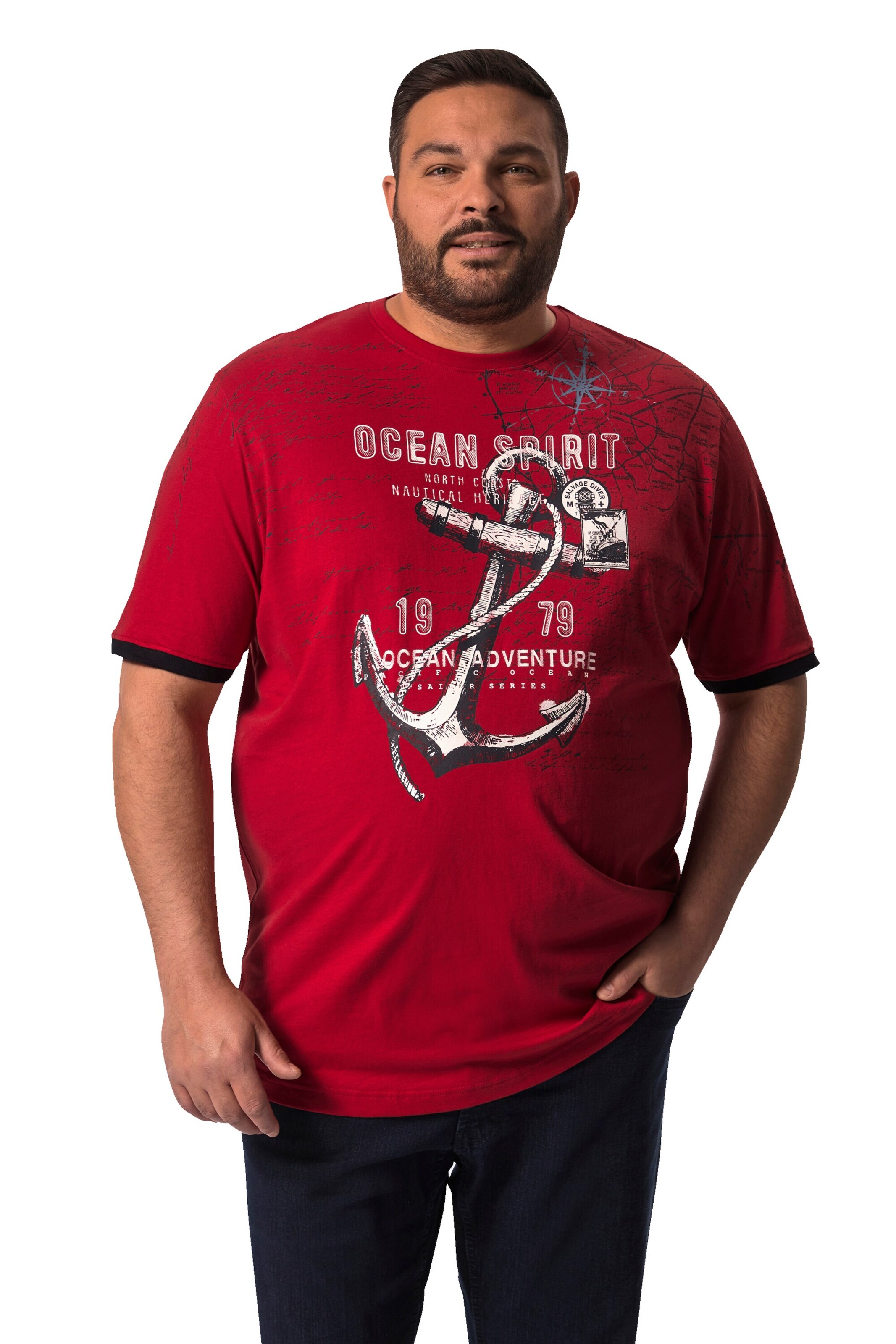 Men Plus Shirt in Red: front