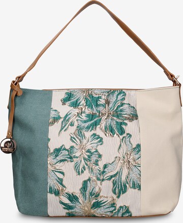 Borsa a mano 'Borsa a tracolla Gianmarco Venturi Alizé pelle vegana bicolore stampa floreale' di GianMarco Venturi in verde: frontale