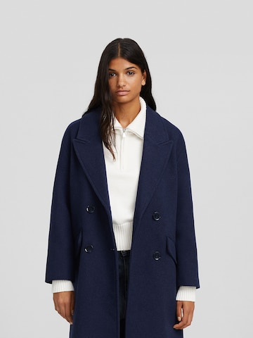 Bershka Between-Seasons Coat in Blue: front