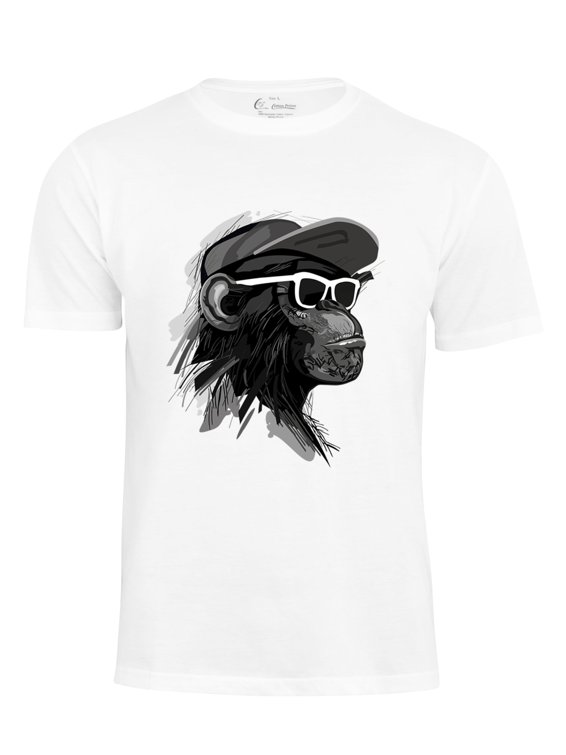 Cotton Prime Shirt 'Cool Monkey mit Brille' in Wit: voorkant