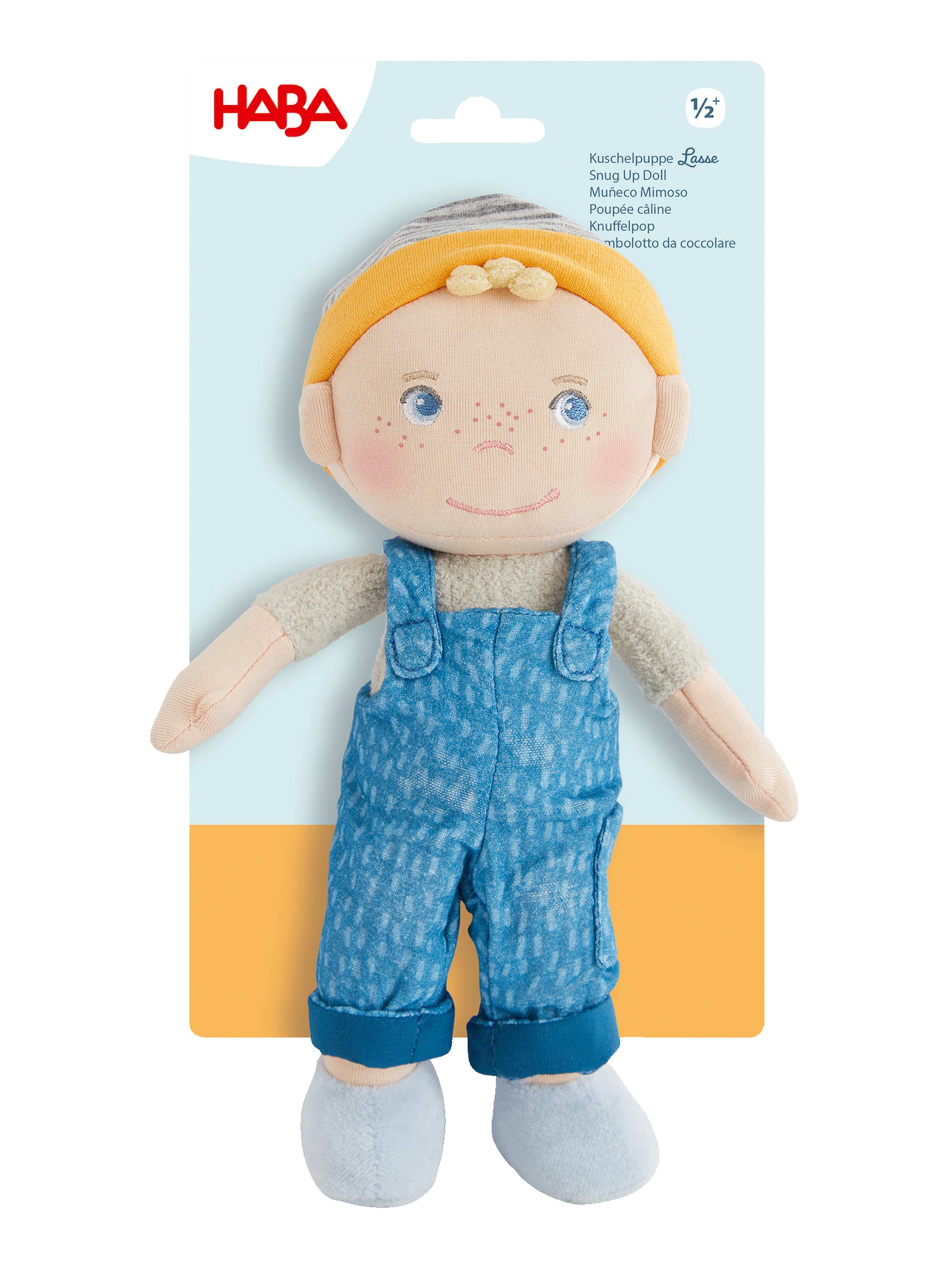 HABA Stuffed animals 'Lasse' in Blue: front