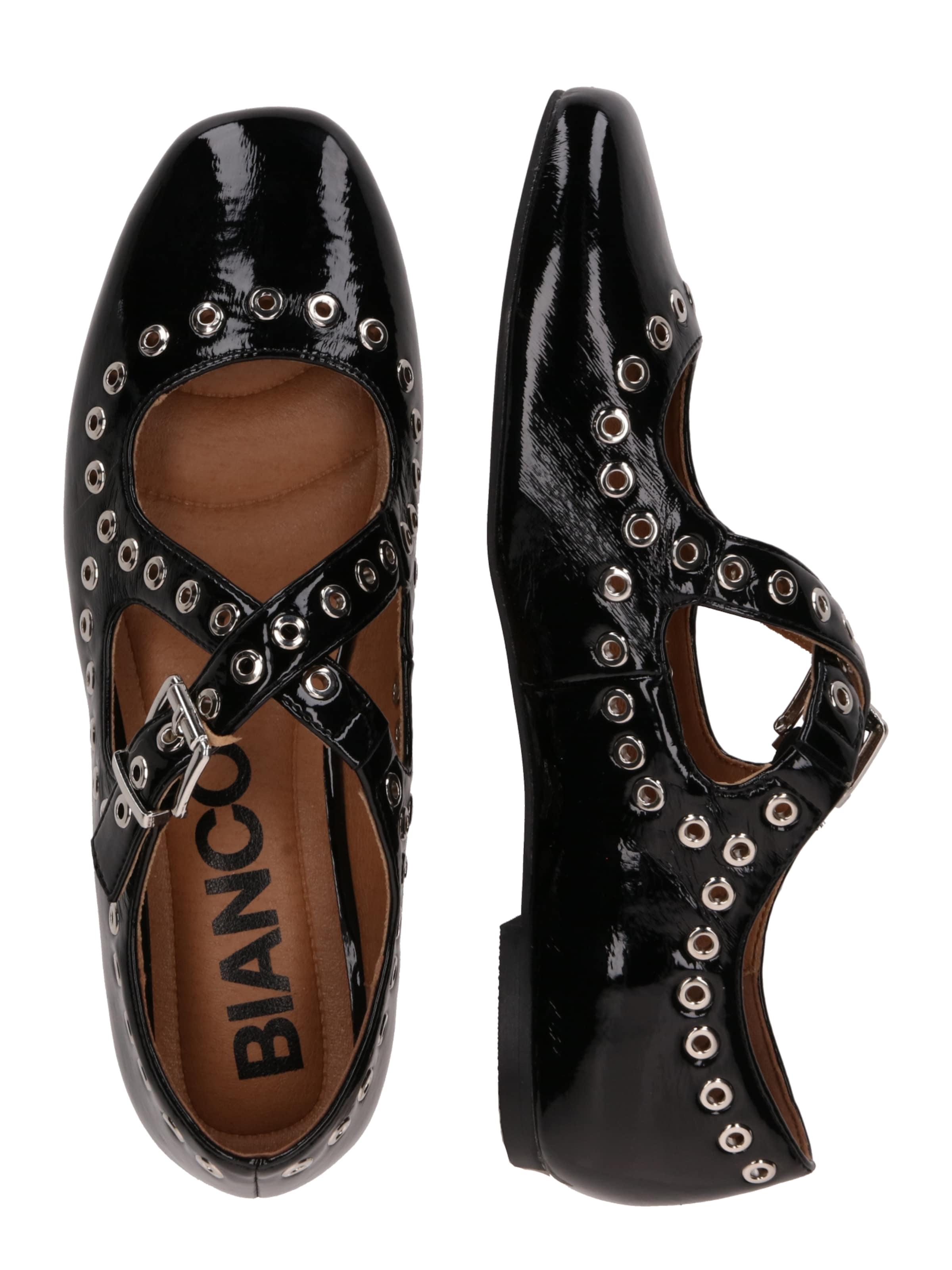 Bianco Strap ballerina 'Lilia' in Black