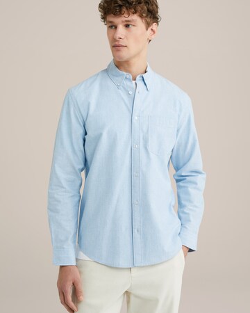WE Fashion Comfort fit Button Up Shirt in Blue: front