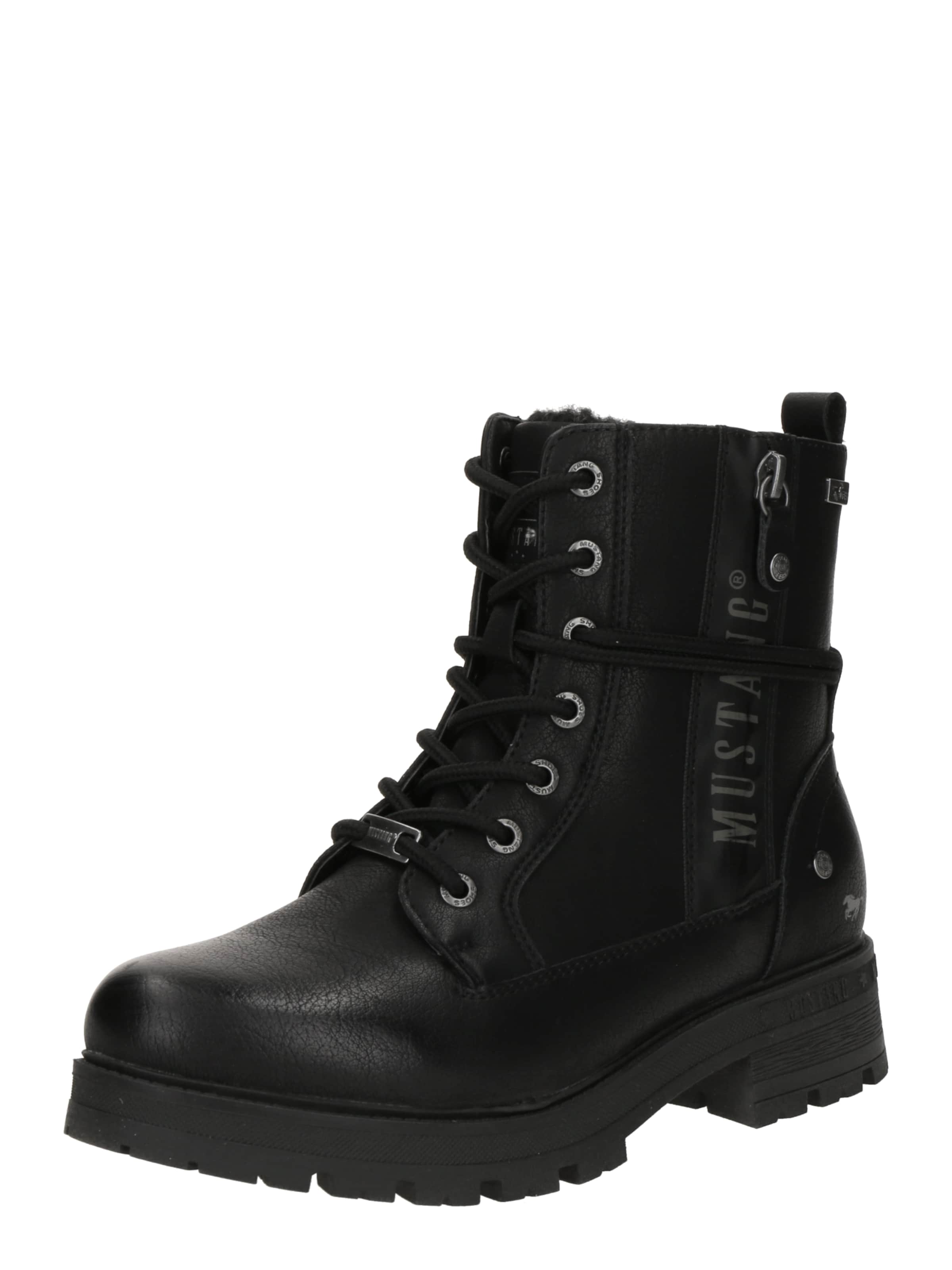 MUSTANG Snørestøvletter i sort: forside