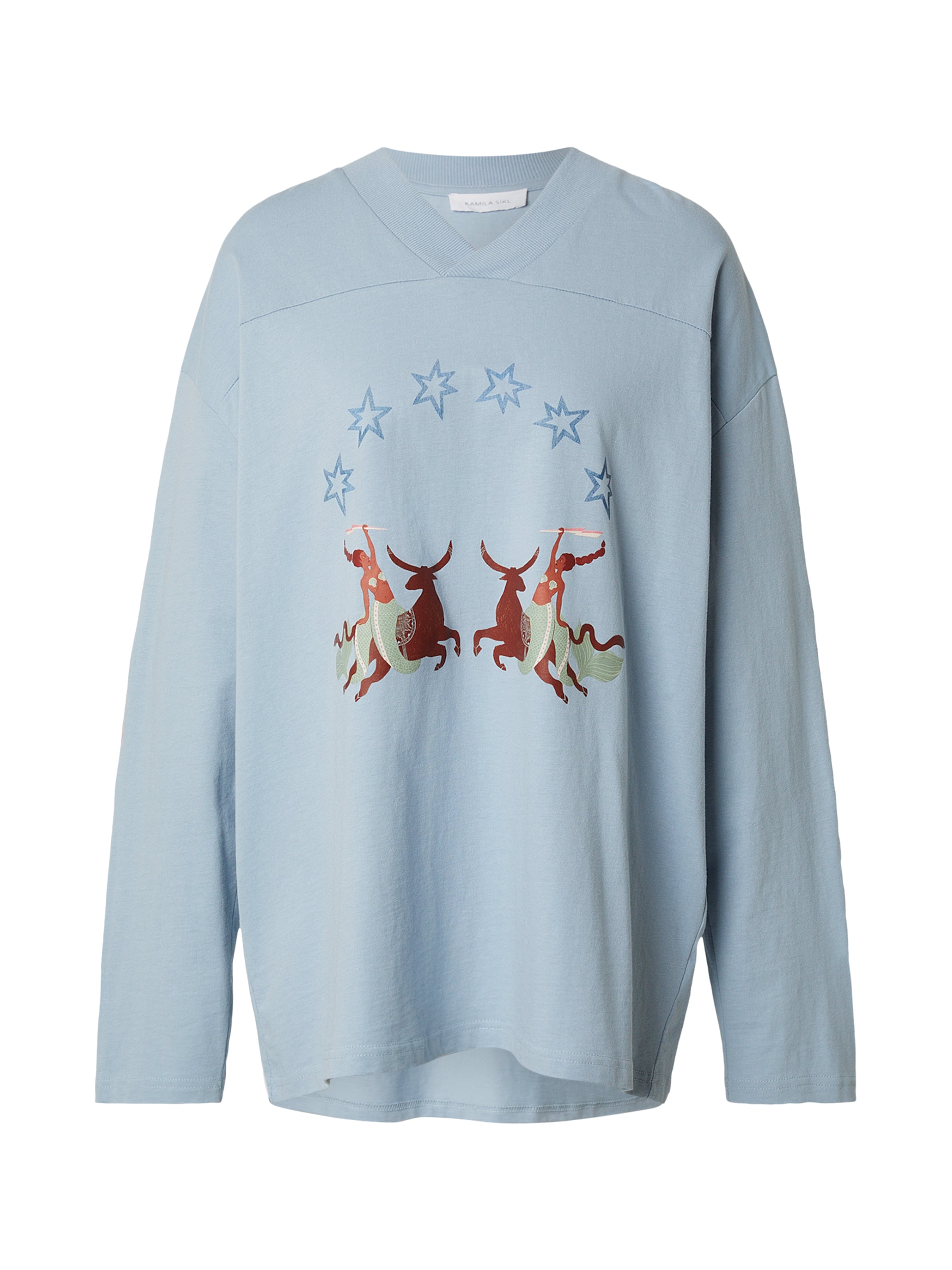 Kamila Šikl T-shirt en bleu clair / marron, Vue avec produit