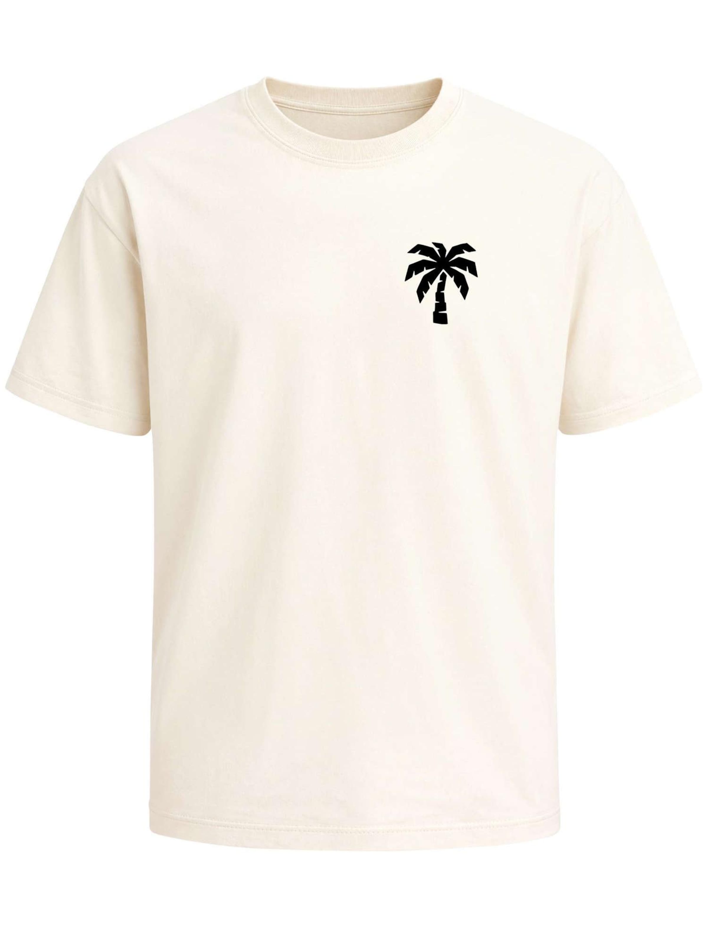 Neverless Shirt 'Minimalistic Palm' in Beige: front