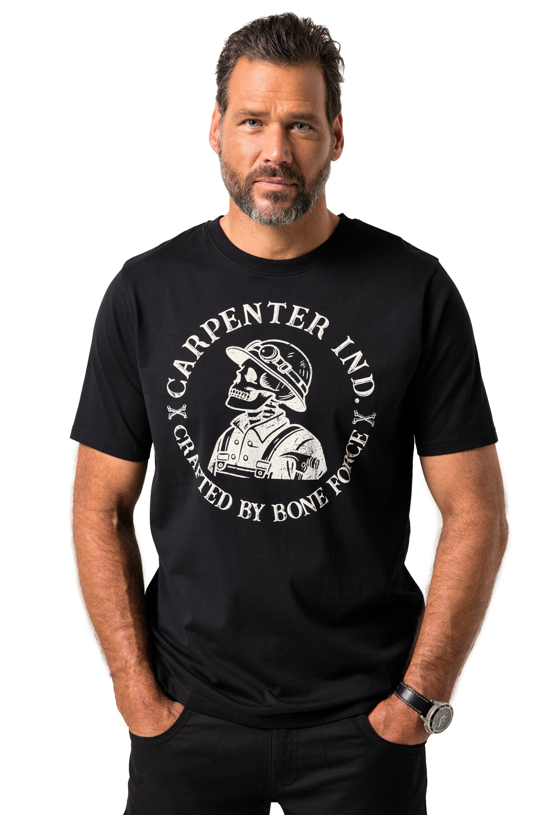 JP1880 Shirt in Zwart: voorkant