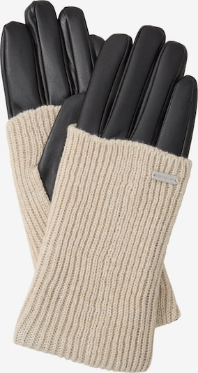 TOM TAILOR Fingerhandschuhe in sand / schwarz, Produktansicht