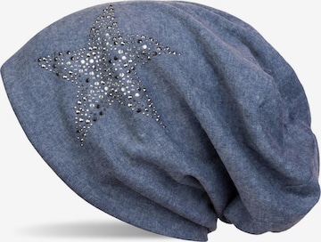 styleBREAKER Mütze 'Beanie Mütze mit Strass Nieten Stern' in Blau: Vorderseite