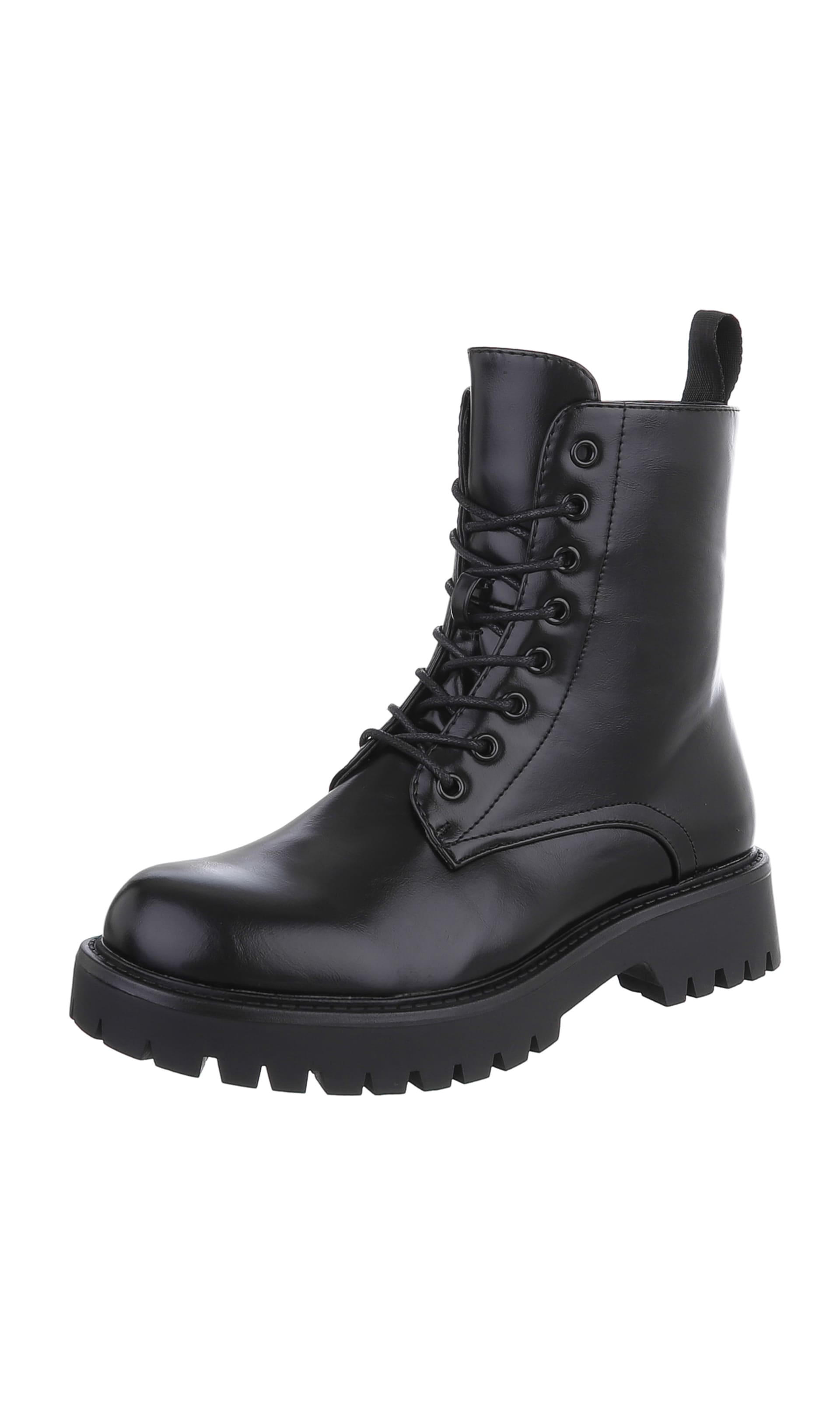 Ital-Design Schnürstiefelette in Schwarz: Vorderseite