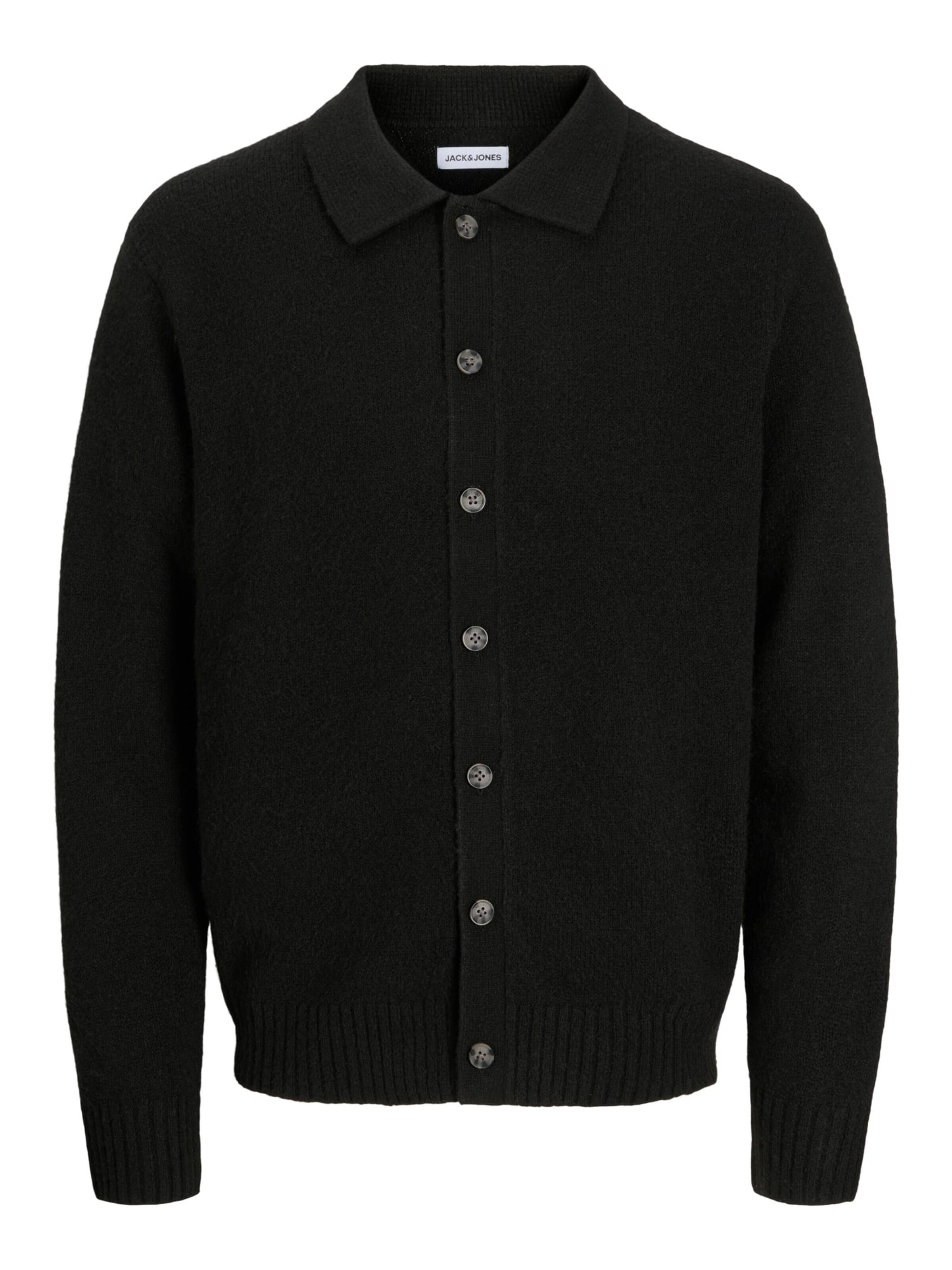 JACK & JONES Knit cardigan 'Soho' in Black: front
