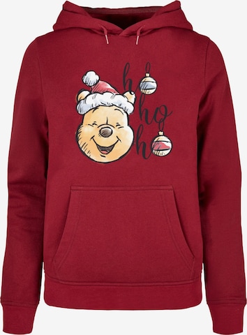 ABSOLUTE CULT Sweatshirt 'Winnie The Pooh - Ho Ho Ho Baubles' in Rood: voorkant