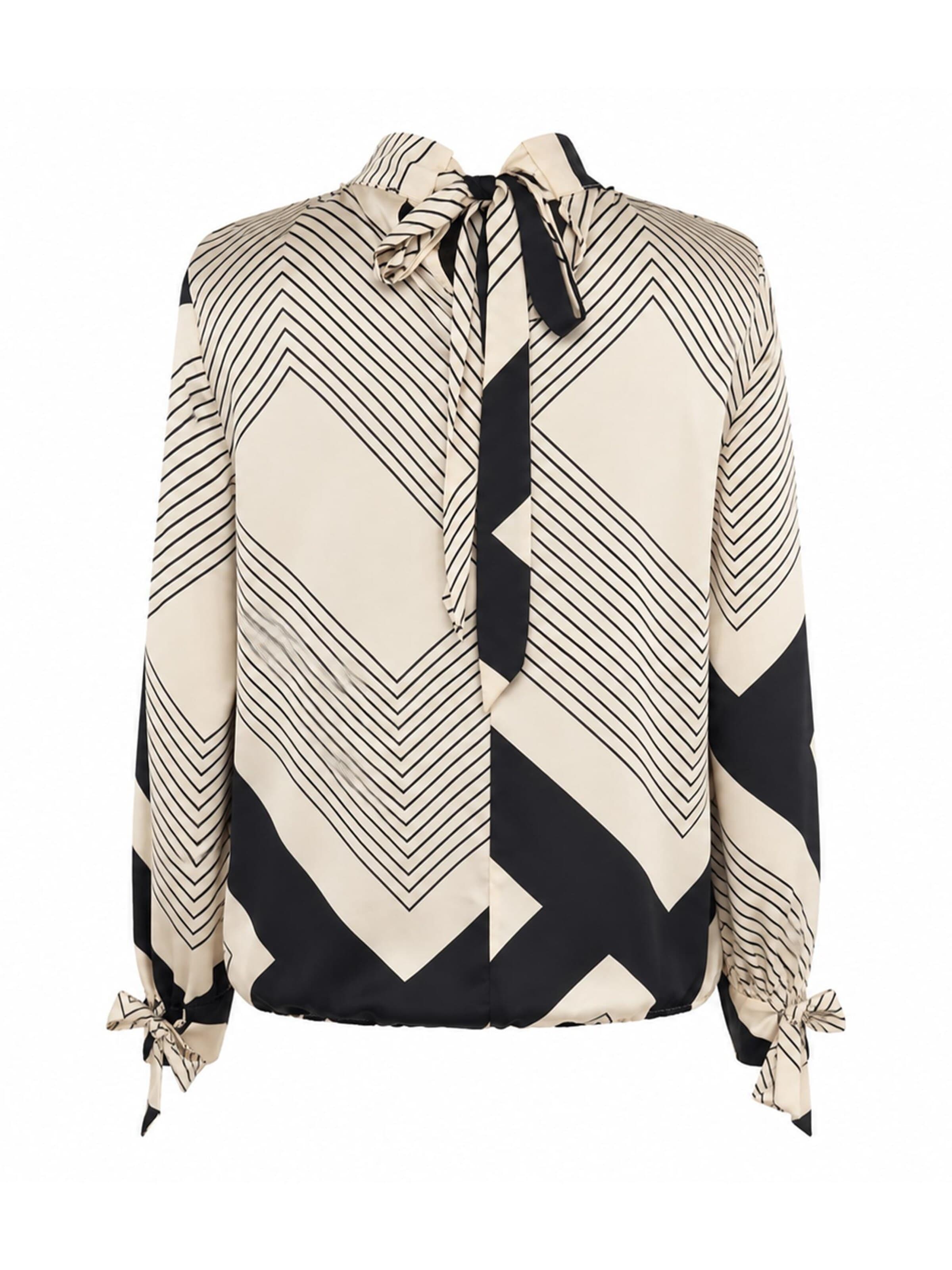 REGINA FASHION Bluzka 'Blouse with Standing collar print' w kolorze beżowy