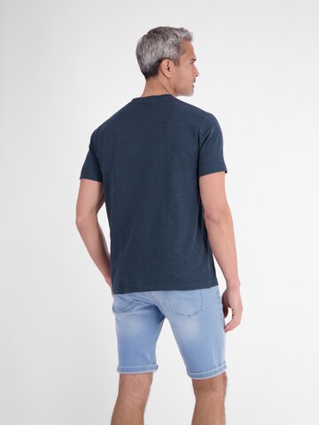 LERROS T-Shirt aus Baumwoll-Leinen-Mix in moderner 2-Tone-Optik in Blau