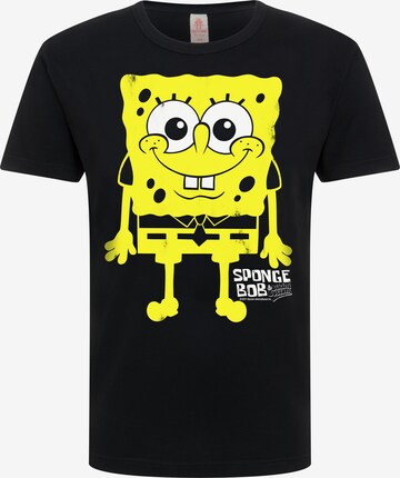 LOGOSHIRT T-Shirt 'Spongebob Schwammkopf' in Schwarz: predná strana
