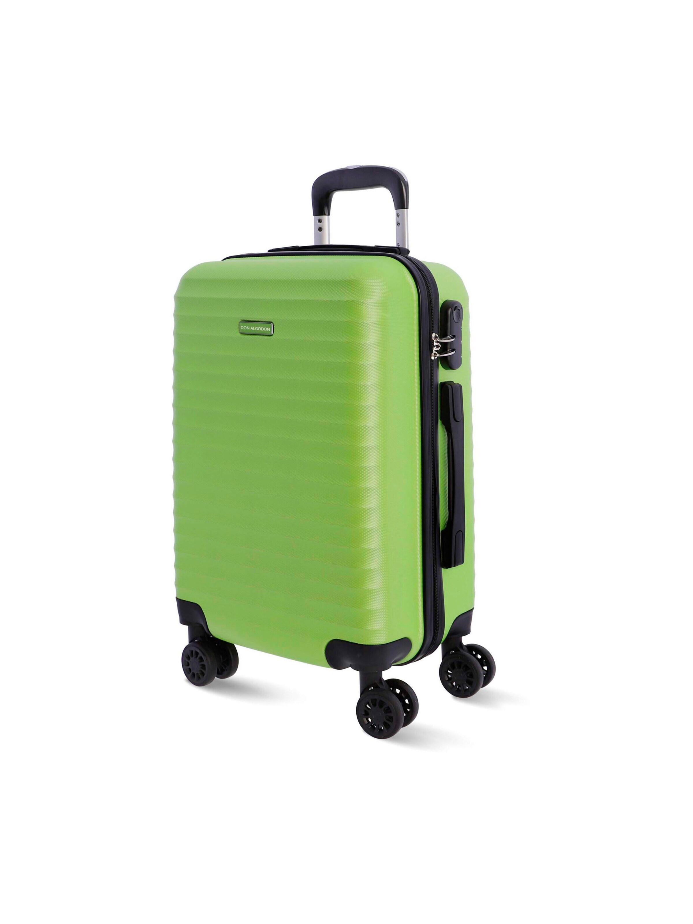 Don Algodon - Carrito 'DON ALGODON - Maletas de Viaje Cabina - Maleta 55x40x20 - Maletas de Viaje - Maleta de Cabina Resistente Ryannair - Trolley Equipaje para Avion con 4 Ruedas de 360º y candado' en verde: frente