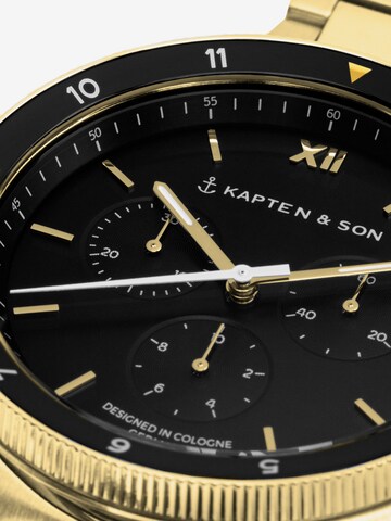 Kapten & Son Αναλογικό ρολόι 'Rise Gold Black Steel' σε χρυσό