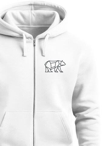 Neverless Sweatjacke 'Bär Lineart Polygon'‌ in Weiß