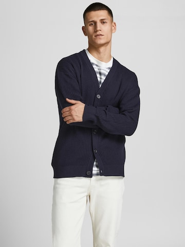 JACK & JONES Knit Cardigan 'Ondra' in Blue: front