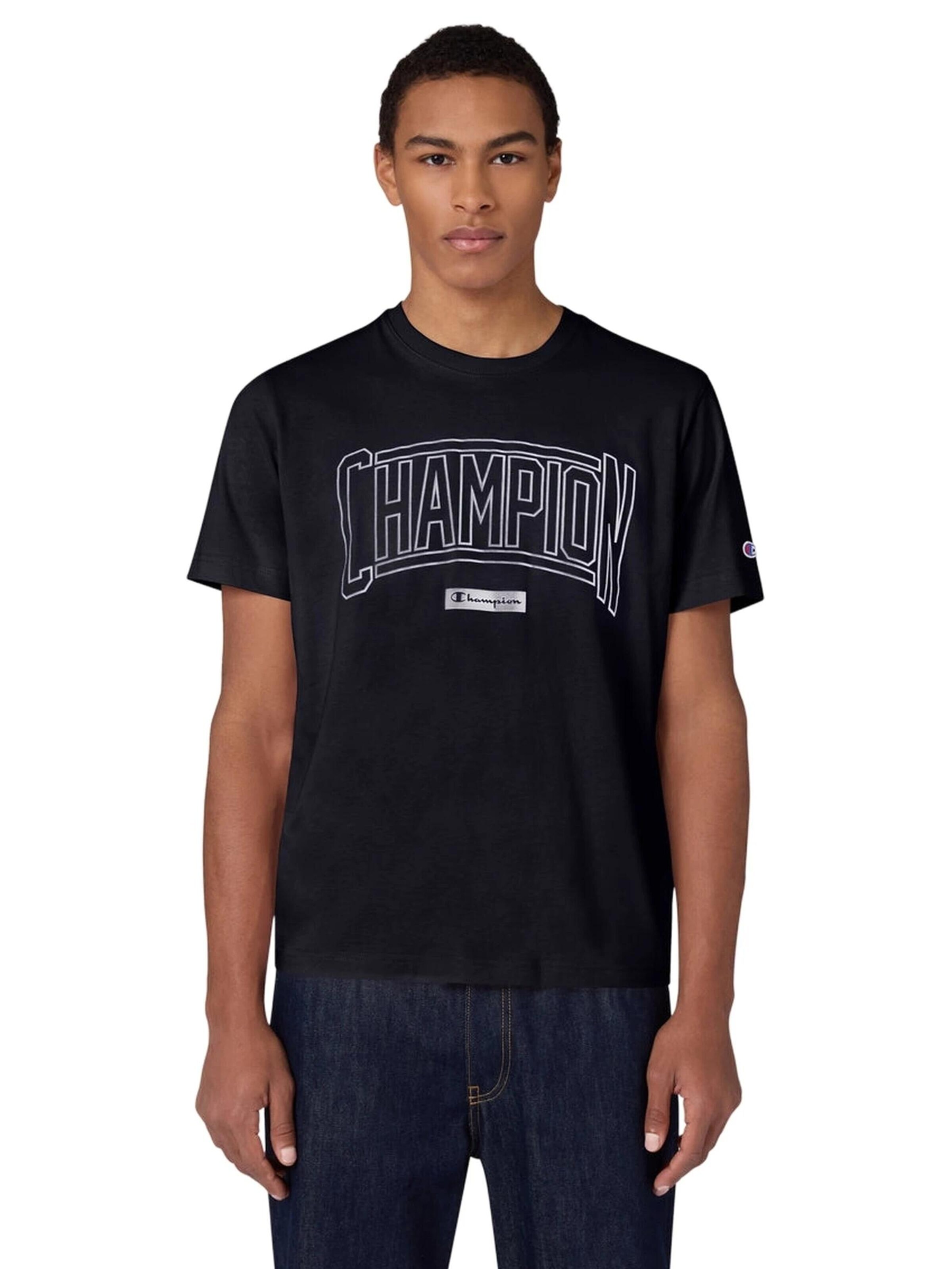 Champion -DO NOT USE- Shirt 'Camiseta champion negra puff print crewneck tee' in Black: front